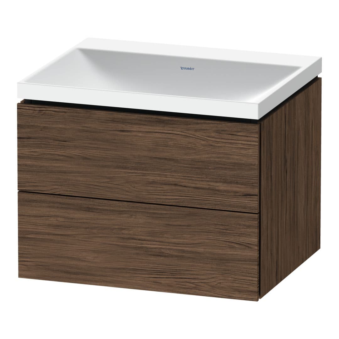 Duravit L-Cube – Έπιπλο Νιπτήρα – 600 mm, με νιπτήρα, 2 συρτάρια, νιπτήρας κέντρο, 600 x 480 x 480 mm, έκδοση N – Walnut dark Matt, Decor (LC6950N21210000)
