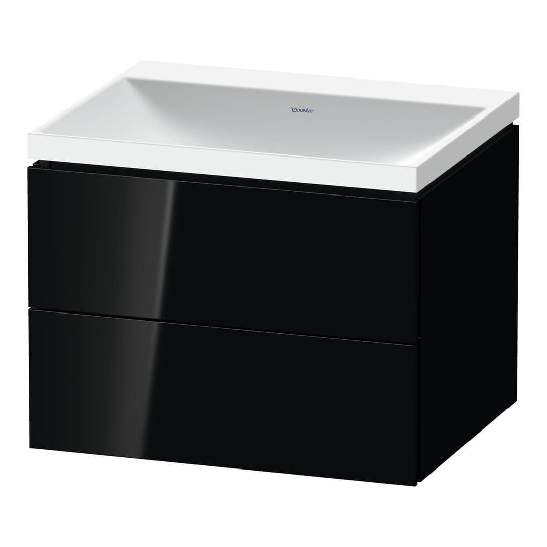 Duravit L-Cube – Έπιπλο Νιπτήρα – 600 mm, με νιπτήρα, 2 συρτάρια, νιπτήρας κέντρο, 600 x 480 x 480 mm, έκδοση N – Black High Gloss, Lacquer (LC6950N40400000)