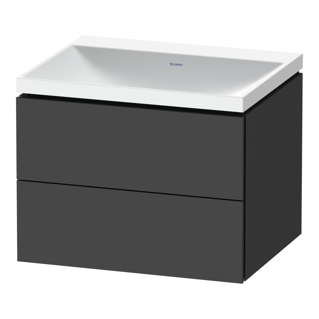 Duravit L-Cube – Έπιπλο Νιπτήρα – 600 mm, με νιπτήρα, 2 συρτάρια, νιπτήρας κέντρο, 600 x 480 x 480 mm, έκδοση N – Graphite Matt, Decor (LC6950N49490000)