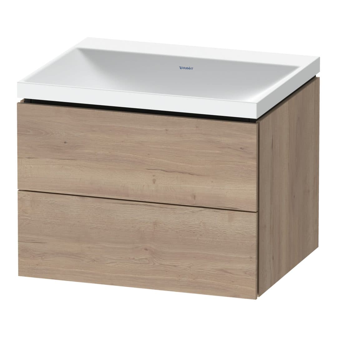Duravit L-Cube – Έπιπλο Νιπτήρα – 600 mm, με νιπτήρα, 2 συρτάρια, νιπτήρας κέντρο, 600 x 480 x 480 mm, έκδοση N – Marbled Oak Matt, Decor (LC6950N55550000)
