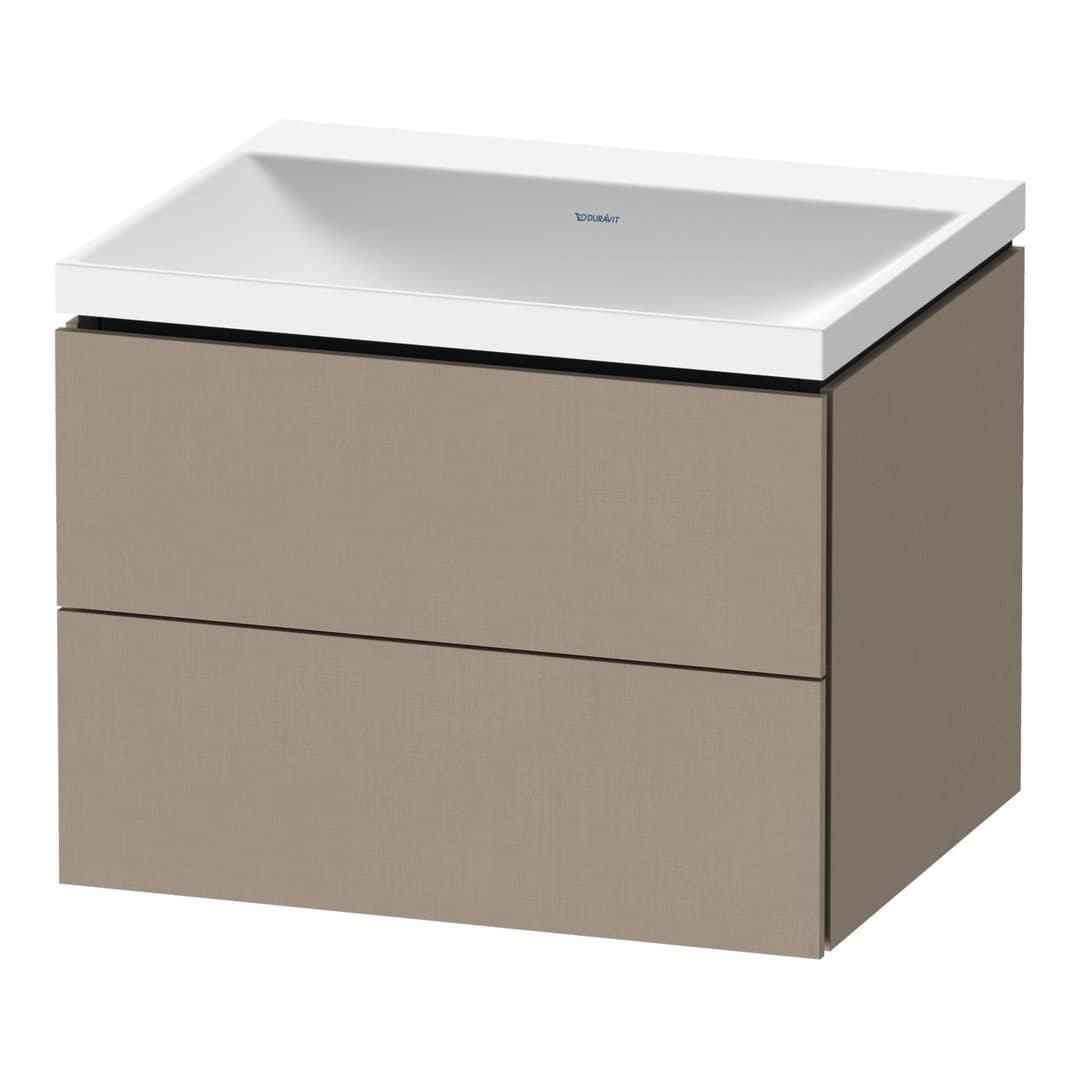 Duravit L-Cube – Έπιπλο Νιπτήρα – 600 mm, με νιπτήρα, 2 συρτάρια, νιπτήρας κέντρο, 600 x 480 x 480 mm, έκδοση N – Linen Matt, Decor (LC6950N75750000)