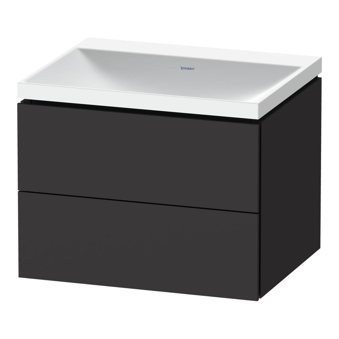 Duravit L-Cube – Έπιπλο Νιπτήρα – 600 mm, με νιπτήρα, 2 συρτάρια, νιπτήρας κέντρο, 600 x 480 x 480 mm, έκδοση N – Graphite Super Matt, Decor (LC6950N80800000)