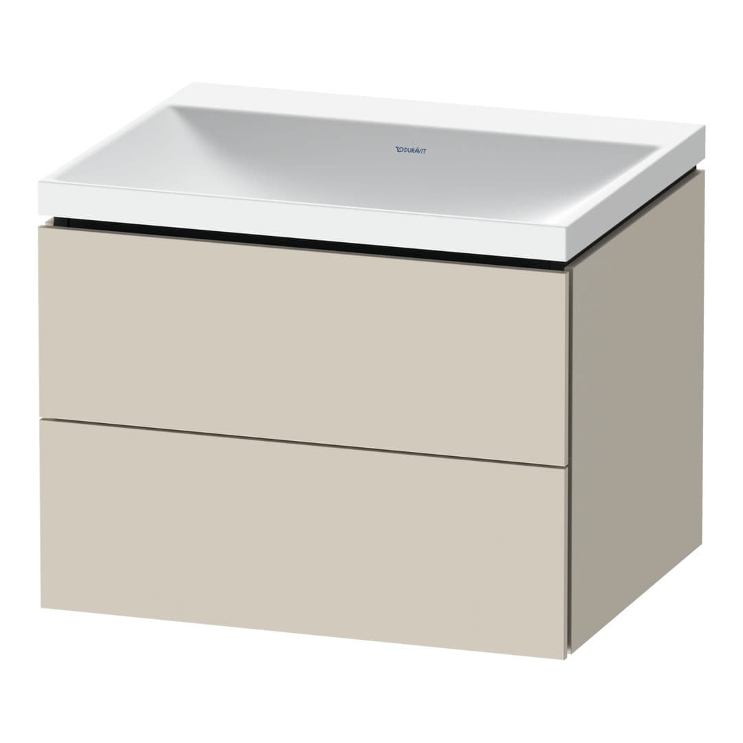 Duravit L-Cube – Έπιπλο Νιπτήρα – 600 mm, με νιπτήρα, 2 συρτάρια, νιπτήρας κέντρο, 600 x 480 x 480 mm, έκδοση N – Taupe Super Matt, Decor (LC6950N83830000)