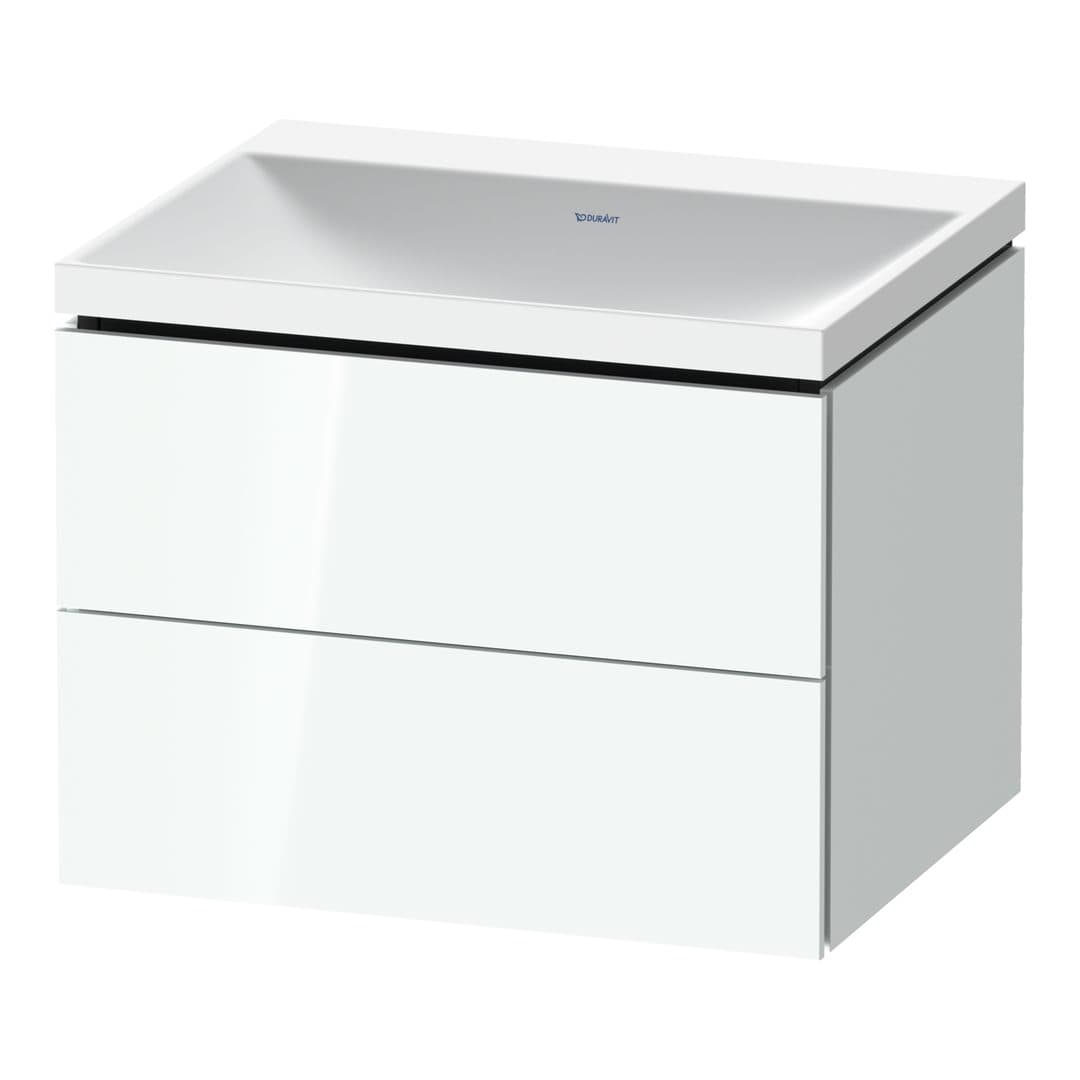 Duravit L-Cube – Έπιπλο Νιπτήρα – 600 mm, με νιπτήρα, 2 συρτάρια, νιπτήρας κέντρο, 600 x 480 x 480 mm, έκδοση N – White High Gloss, Lacquer (LC6950N85850000)