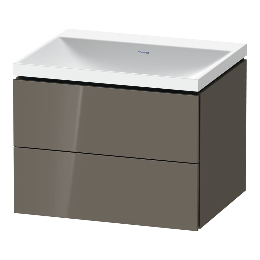 Duravit L-Cube – Έπιπλο Νιπτήρα – 600 mm, με νιπτήρα, 2 συρτάρια, νιπτήρας κέντρο, 600 x 480 x 480 mm, έκδοση N – Flannel Grey High Gloss, Lacquer (LC6950N89890000)