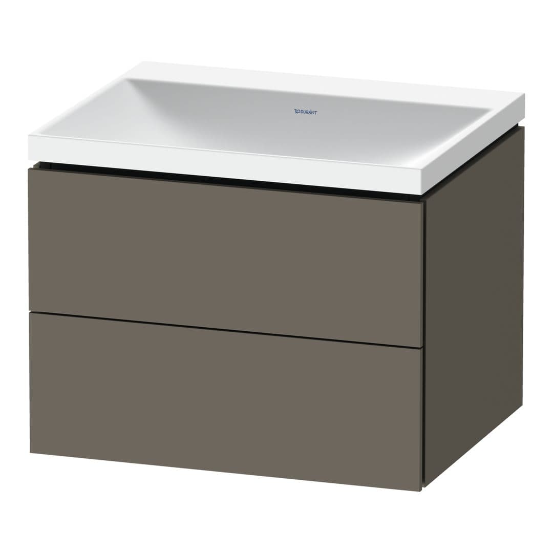 Duravit L-Cube – Έπιπλο Νιπτήρα – 600 mm, με νιπτήρα, 2 συρτάρια, νιπτήρας κέντρο, 600 x 480 x 480 mm, έκδοση N – Flannel Grey Satin Matt, Lacquer (LC6950N90900000)