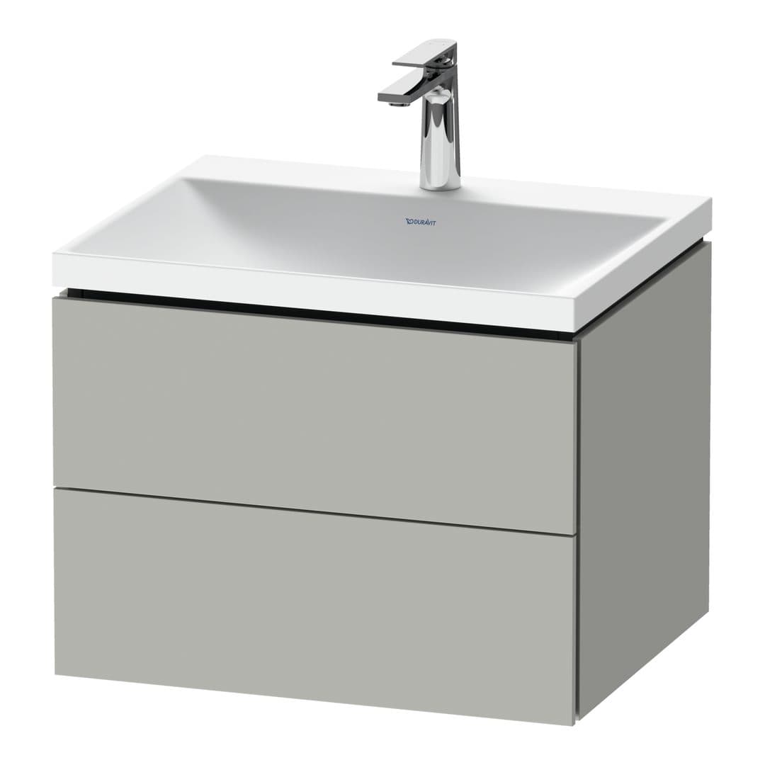 Duravit L-Cube – Έπιπλο Νιπτήρα – 600 mm, με νιπτήρα, 2 συρτάρια, νιπτήρας κέντρο, 600 x 480 x 480 mm, έκδοση O – Concrete grey Matt, Decor (LC6950O07070000)