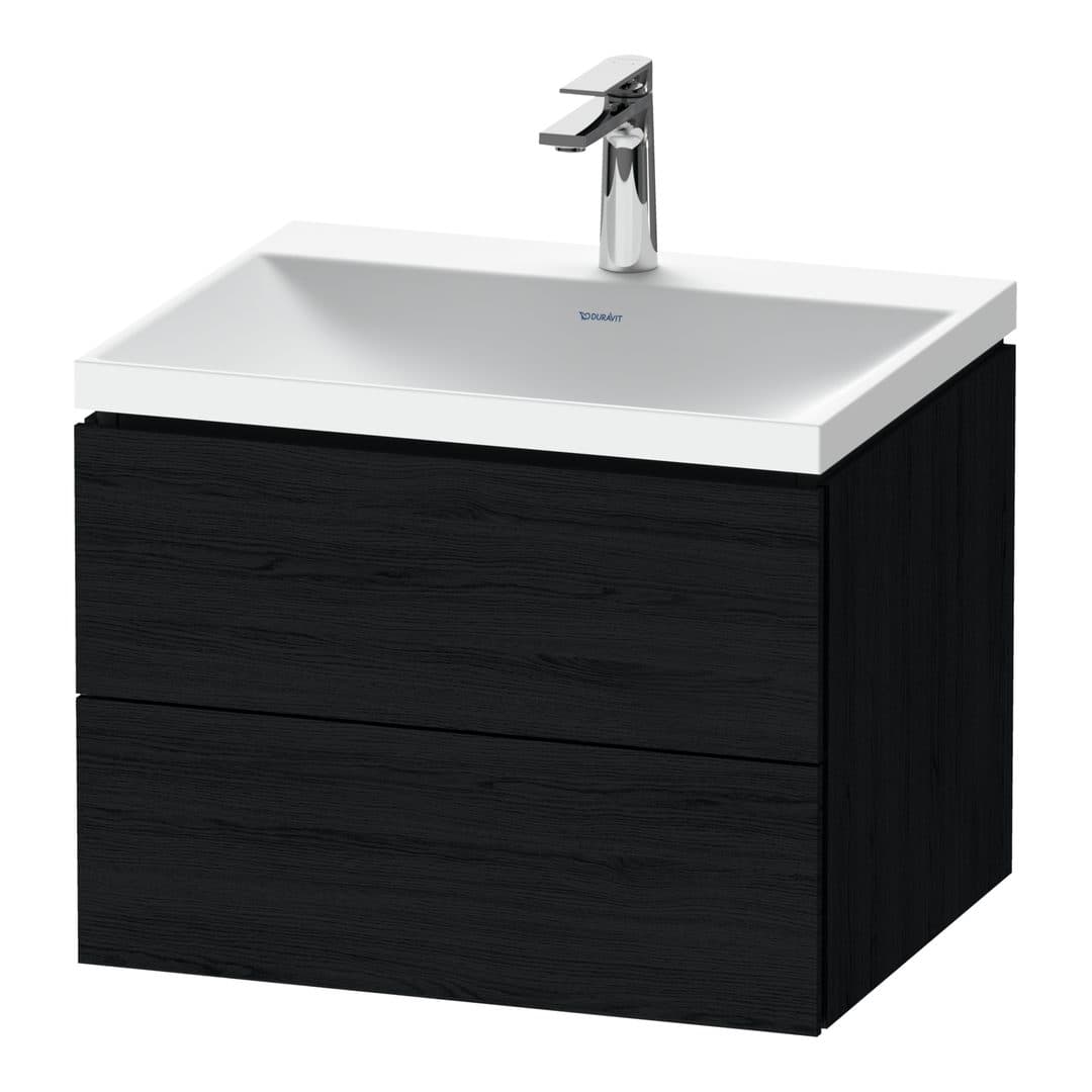 Duravit L-Cube – Έπιπλο Νιπτήρα – 600 mm, με νιπτήρα, 2 συρτάρια, νιπτήρας κέντρο, 600 x 480 x 480 mm, έκδοση O – Black oak Matt, Decor (LC6950O16160000)
