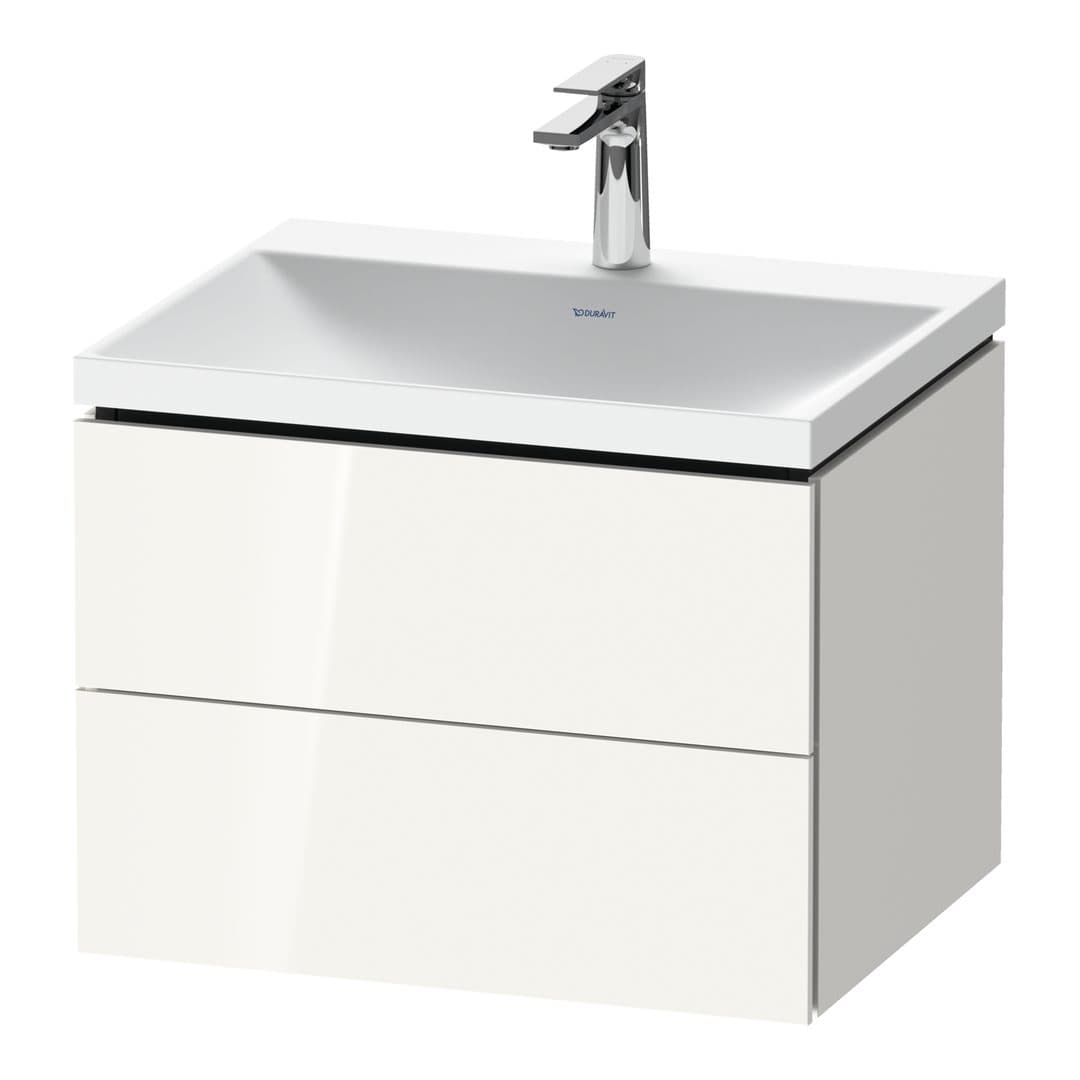 Duravit L-Cube – Έπιπλο Νιπτήρα – 600 mm, με νιπτήρα, 2 συρτάρια, νιπτήρας κέντρο, 600 x 480 x 480 mm, έκδοση O – White High Gloss, Decor (LC6950O22220000)