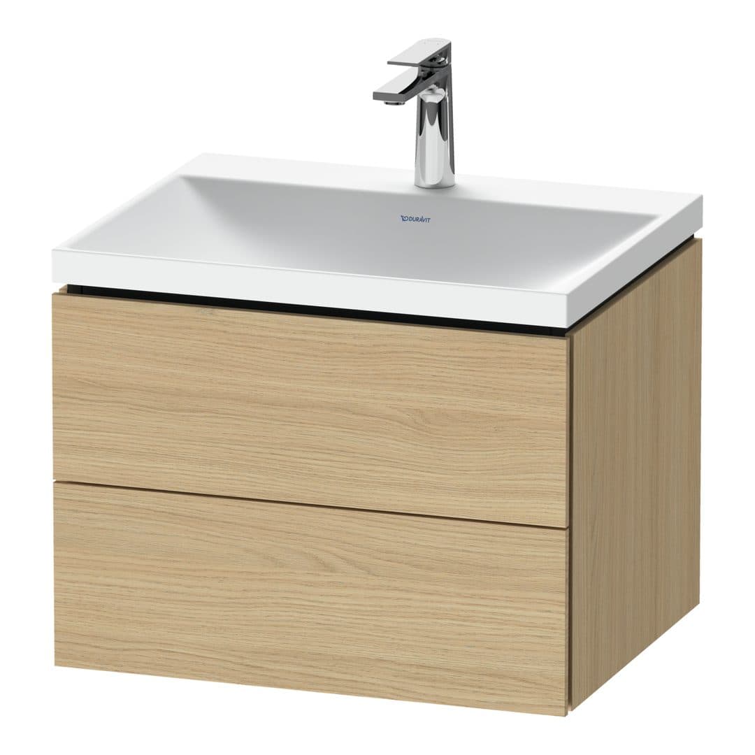 Duravit L-Cube – Έπιπλο Νιπτήρα – 600 mm, με νιπτήρα, 2 συρτάρια, νιπτήρας κέντρο, 600 x 480 x 480 mm, έκδοση O – Natural oak, Decor (LC6950O30300000)