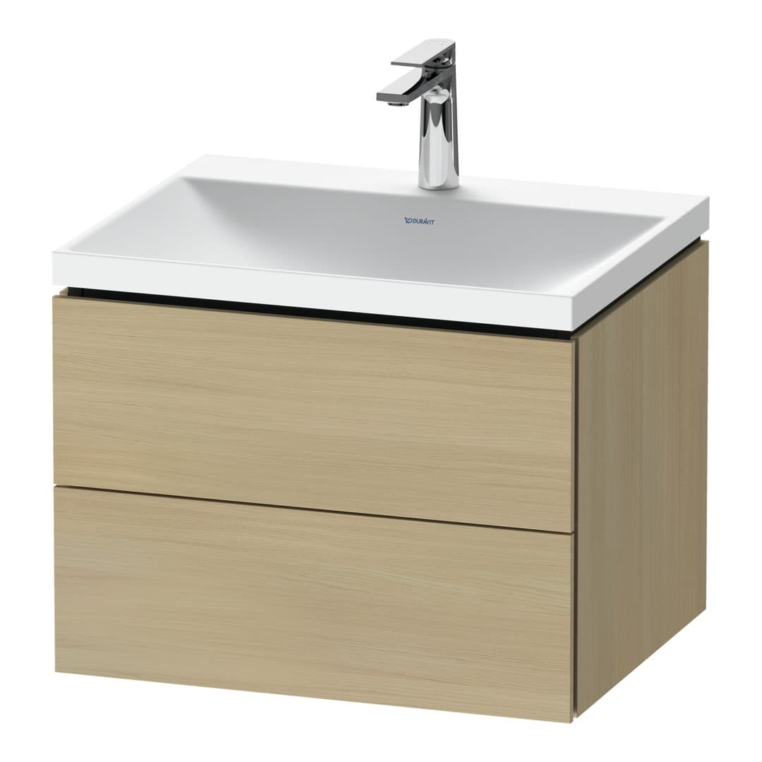 Duravit L-Cube – Έπιπλο Νιπτήρα – 600 mm, με νιπτήρα, 2 συρτάρια, νιπτήρας κέντρο, 600 x 480 x 480 mm, έκδοση O – Mediterranean oak Matt, Real wood veneer (LC6950O71710000)