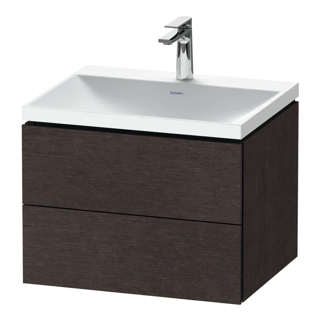 Duravit L-Cube – Έπιπλο Νιπτήρα – 600 mm, με νιπτήρα, 2 συρτάρια, νιπτήρας κέντρο, 600 x 480 x 480 mm, έκδοση O – Brushed dark oak Matt, Real wood veneer (LC6950O72720000)