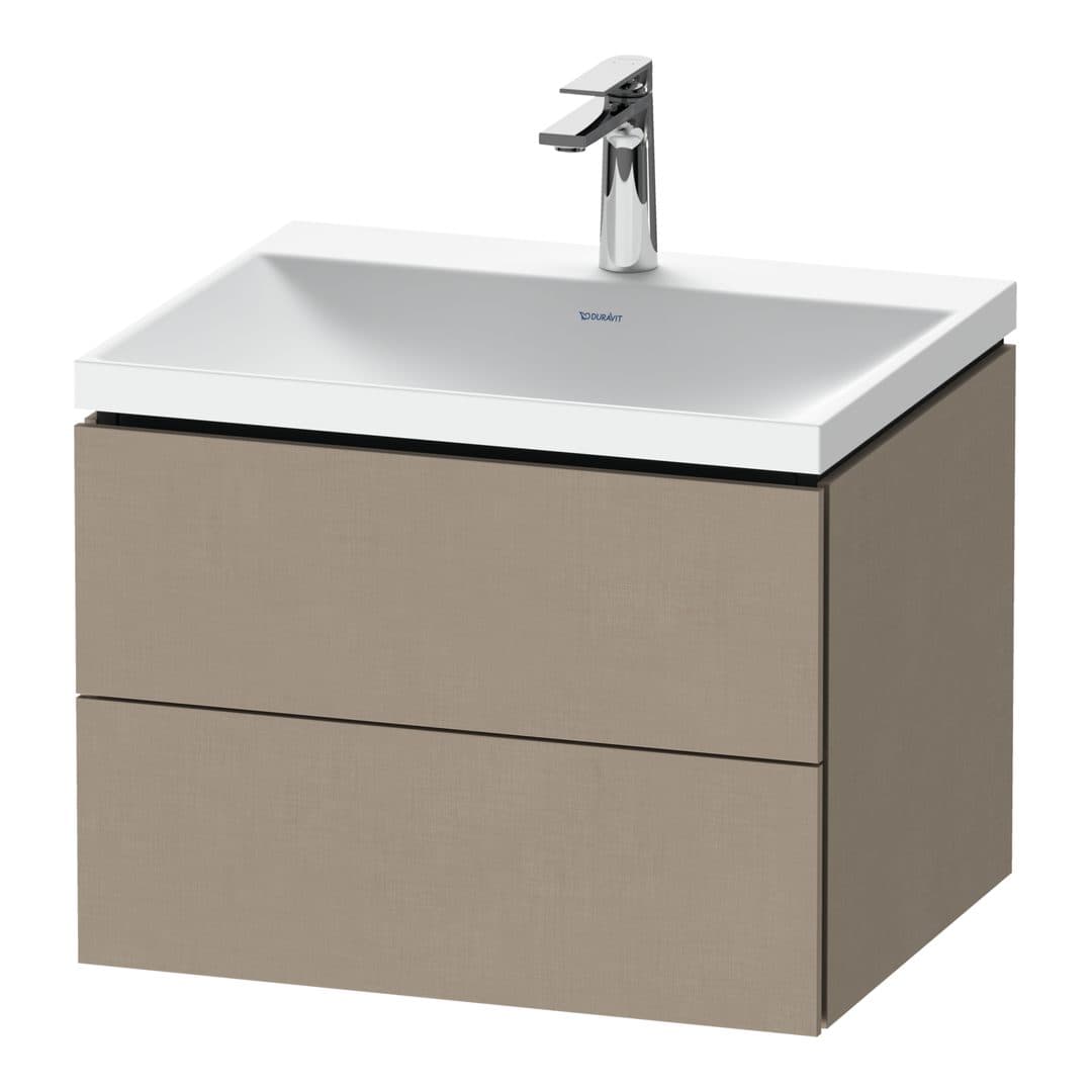 Duravit L-Cube – Έπιπλο Νιπτήρα – 600 mm, με νιπτήρα, 2 συρτάρια, νιπτήρας κέντρο, 600 x 480 x 480 mm, έκδοση O – Linen Matt, Decor (LC6950O75750000)