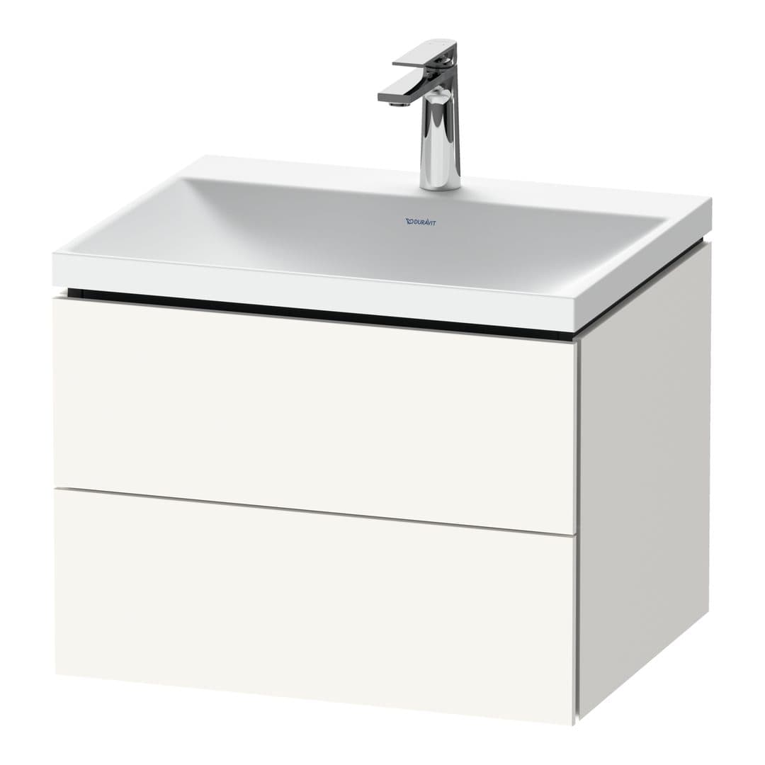 Duravit L-Cube – Έπιπλο Νιπτήρα – 600 mm, με νιπτήρα, 2 συρτάρια, νιπτήρας κέντρο, 600 x 480 x 480 mm, έκδοση O – White Super Matt, Decor (LC6950O84840000)