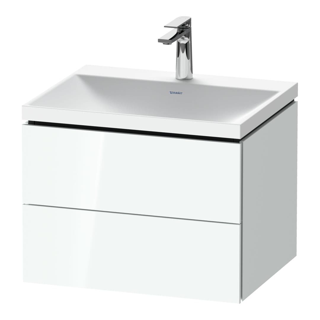 Duravit L-Cube – Έπιπλο Νιπτήρα – 600 mm, με νιπτήρα, 2 συρτάρια, νιπτήρας κέντρο, 600 x 480 x 480 mm, έκδοση O – White High Gloss, Lacquer (LC6950O85850000)