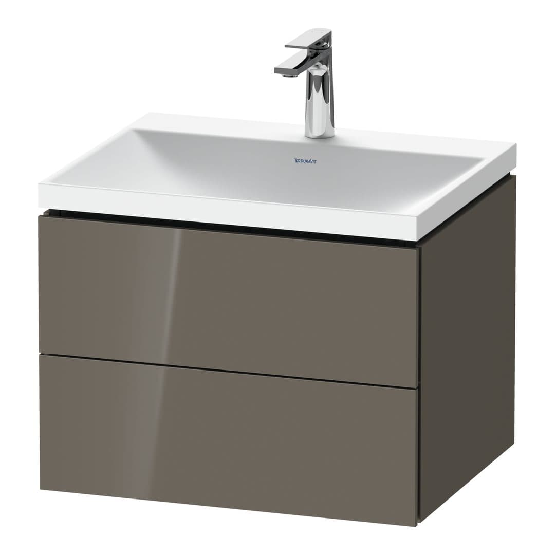 Duravit L-Cube – Έπιπλο Νιπτήρα – 600 mm, με νιπτήρα, 2 συρτάρια, νιπτήρας κέντρο, 600 x 480 x 480 mm, έκδοση O – Flannel Grey High Gloss, Lacquer (LC6950O89890000)