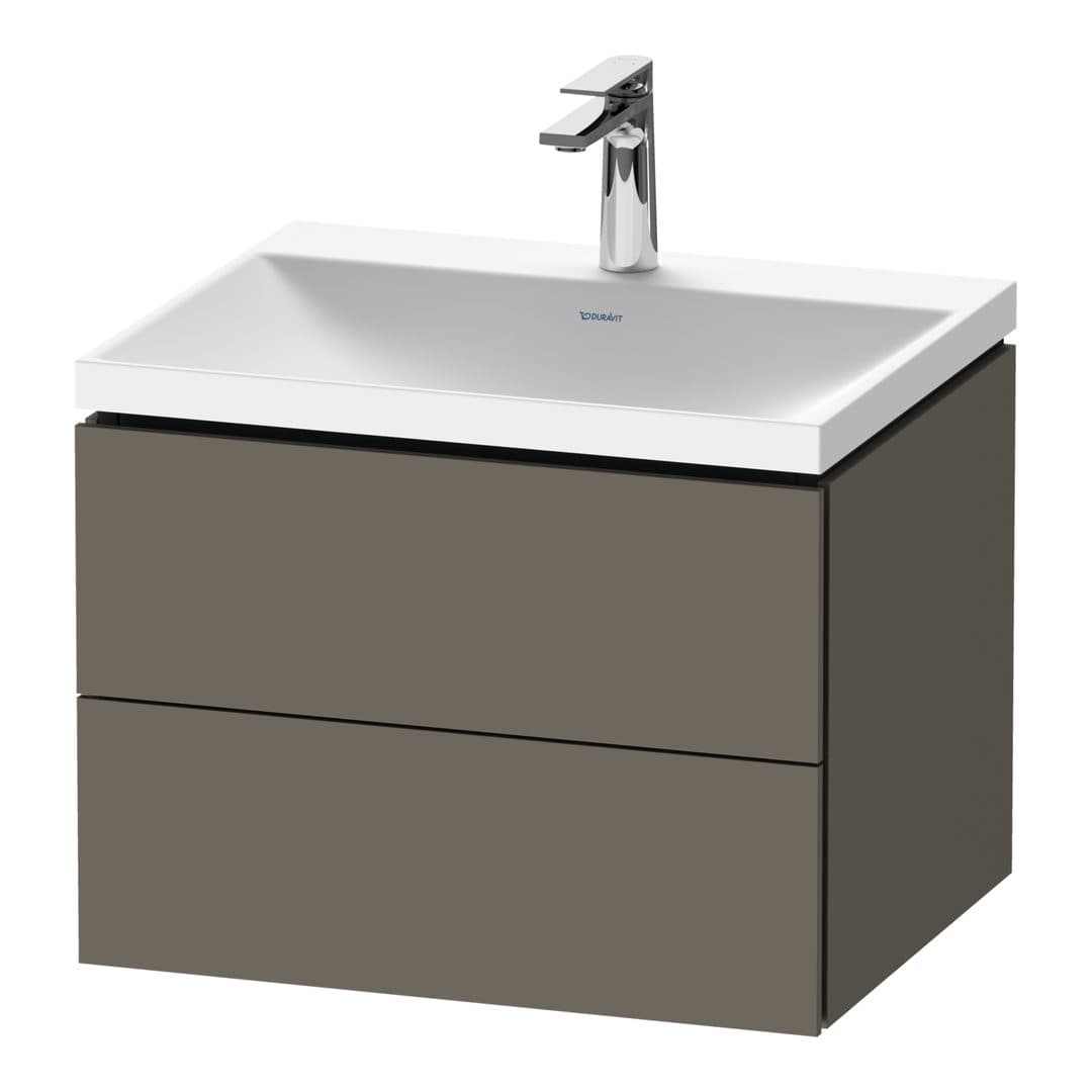 Duravit L-Cube – Έπιπλο Νιπτήρα – 600 mm, με νιπτήρα, 2 συρτάρια, νιπτήρας κέντρο, 600 x 480 x 480 mm, έκδοση O – Flannel Grey Satin Matt, Lacquer (LC6950O90900000)