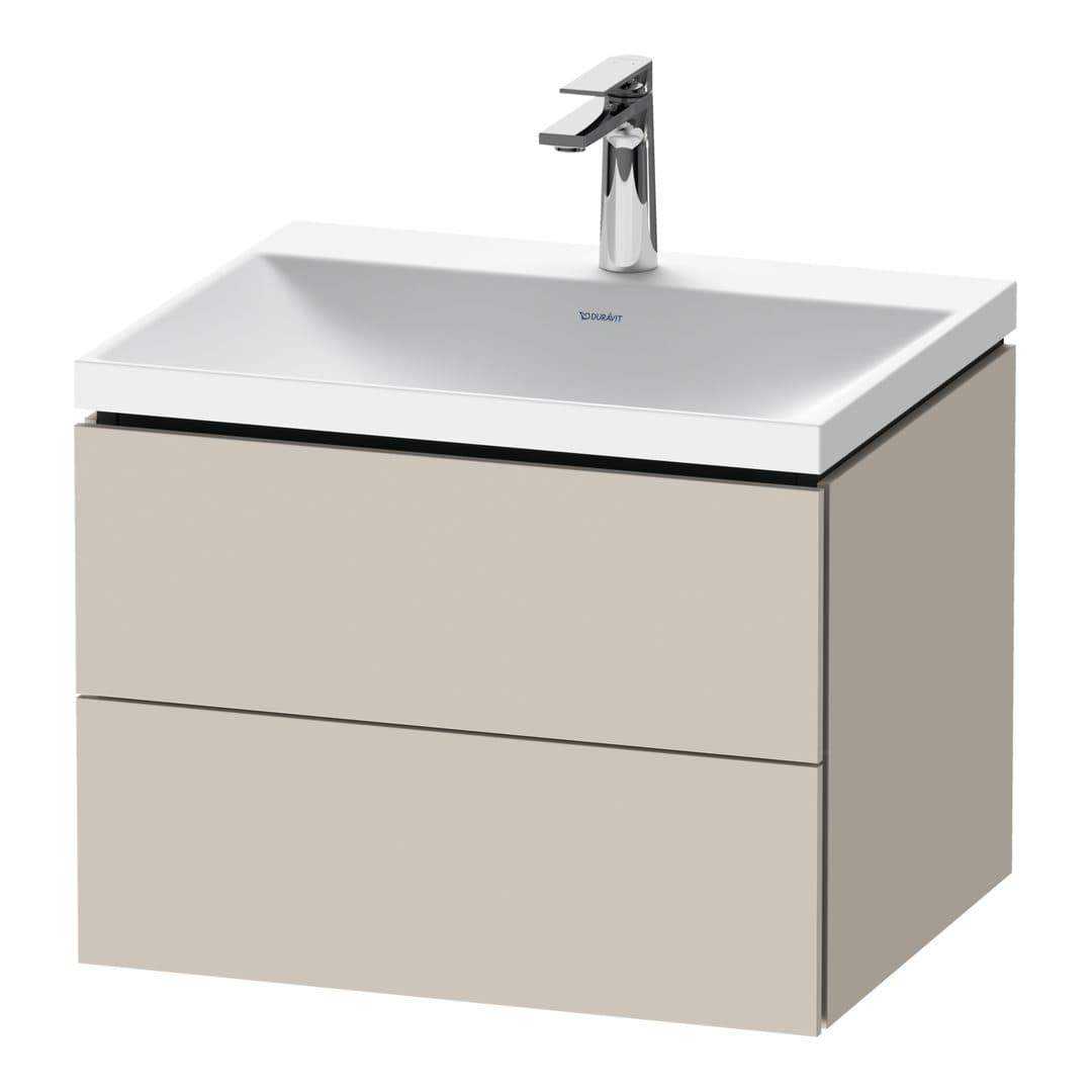 Duravit L-Cube – Έπιπλο Νιπτήρα – 600 mm, με νιπτήρα, 2 συρτάρια, νιπτήρας κέντρο, 600 x 480 x 480 mm, έκδοση O – Taupe Matt, Decor (LC6950O91910000)