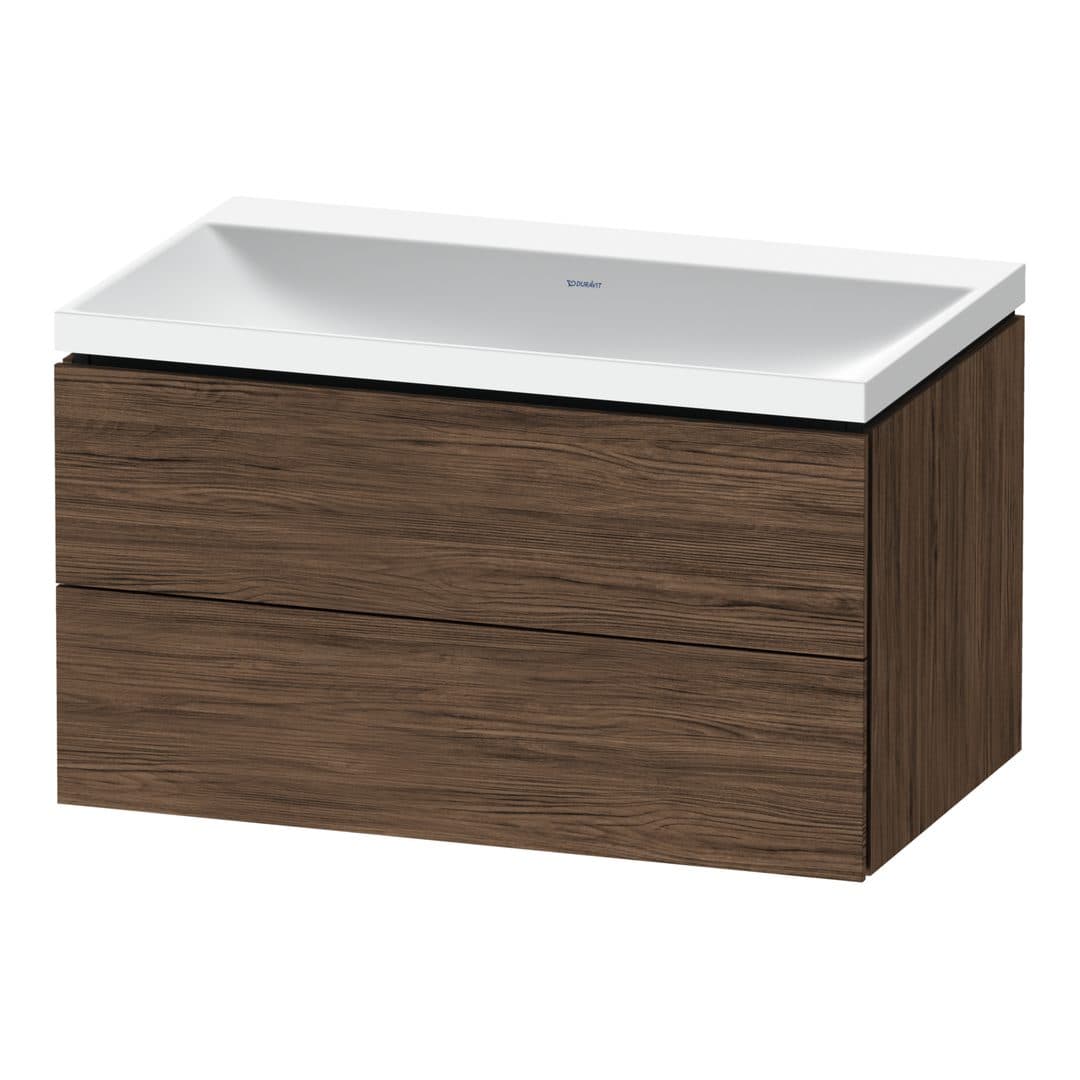 Duravit L-Cube – Έπιπλο Νιπτήρα – 800 mm, με νιπτήρα, 2 συρτάρια, νιπτήρας κέντρο, 800 x 480 x 480 mm, έκδοση N – Walnut dark Matt, Decor (LC6951N21210000)