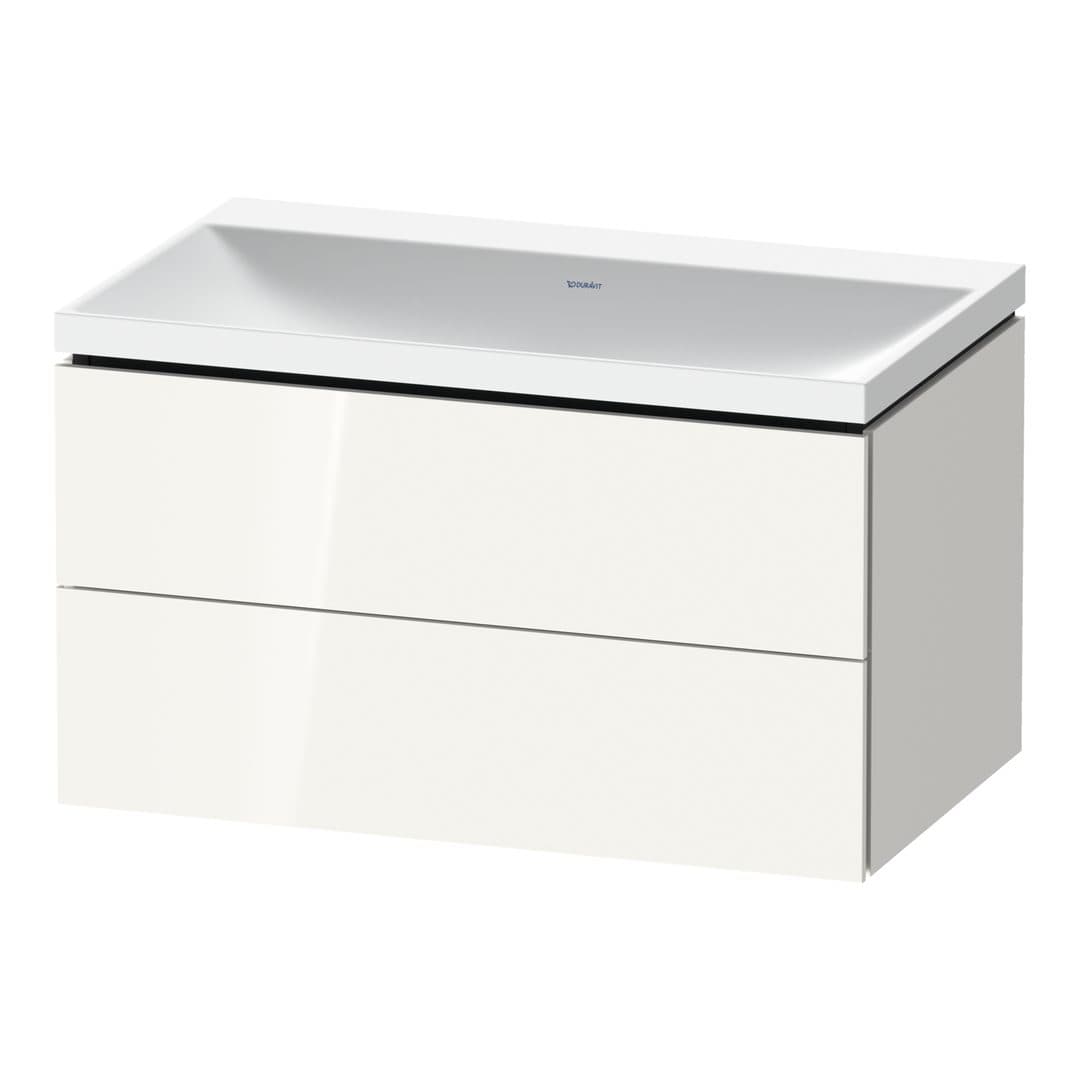 Duravit L-Cube – Έπιπλο Νιπτήρα – 800 mm, με νιπτήρα, 2 συρτάρια, νιπτήρας κέντρο, 800 x 480 x 480 mm, έκδοση N – White High Gloss, Decor (LC6951N22220000)