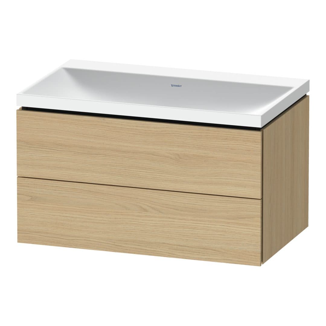 Duravit L-Cube – Έπιπλο Νιπτήρα – 800 mm, με νιπτήρα, 2 συρτάρια, νιπτήρας κέντρο, 800 x 480 x 480 mm, έκδοση N – Natural oak, Decor (LC6951N30300000)
