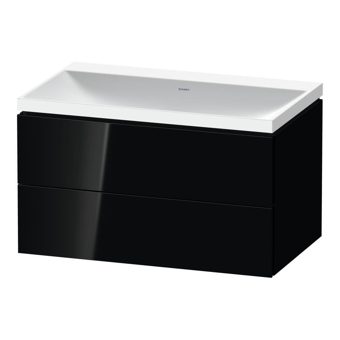 Duravit L-Cube – Έπιπλο Νιπτήρα – 800 mm, με νιπτήρα, 2 συρτάρια, νιπτήρας κέντρο, 800 x 480 x 480 mm, έκδοση N – Black High Gloss, Lacquer (LC6951N40400000)