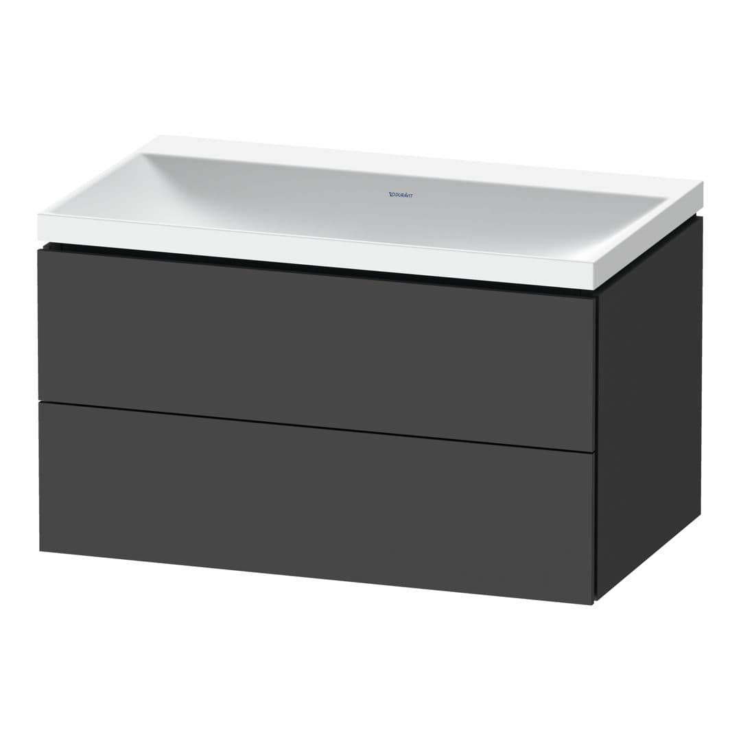 Duravit L-Cube – Έπιπλο Νιπτήρα – 800 mm, με νιπτήρα, 2 συρτάρια, νιπτήρας κέντρο, 800 x 480 x 480 mm, έκδοση N – Graphite Matt, Decor (LC6951N49490000)