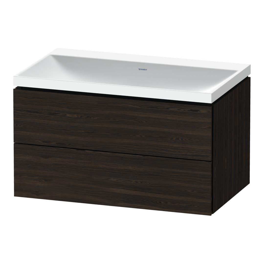 Duravit L-Cube – Έπιπλο Νιπτήρα – 800 mm, με νιπτήρα, 2 συρτάρια, νιπτήρας κέντρο, 800 x 480 x 480 mm, έκδοση N – Brushed walnut Matt, Real wood veneer (LC6951N69690000)