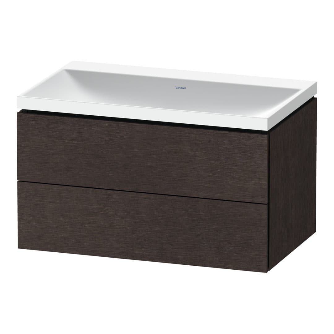 Duravit L-Cube – Έπιπλο Νιπτήρα – 800 mm, με νιπτήρα, 2 συρτάρια, νιπτήρας κέντρο, 800 x 480 x 480 mm, έκδοση N – Brushed dark oak Matt, Real wood veneer (LC6951N72720000)