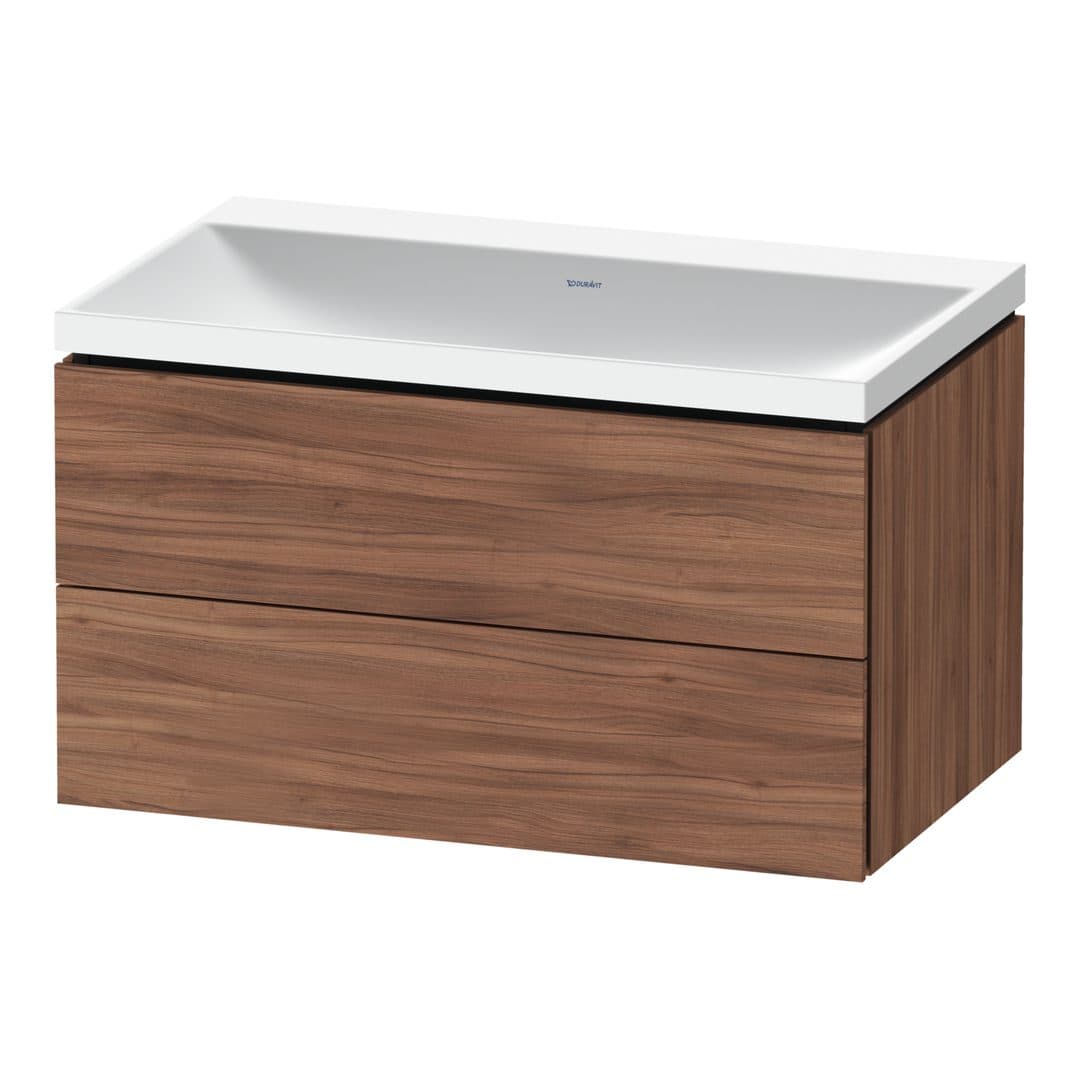 Duravit L-Cube – Έπιπλο Νιπτήρα – 800 mm, με νιπτήρα, 2 συρτάρια, νιπτήρας κέντρο, 800 x 480 x 480 mm, έκδοση N – Walnut Matt, Decor (LC6951N79790000)