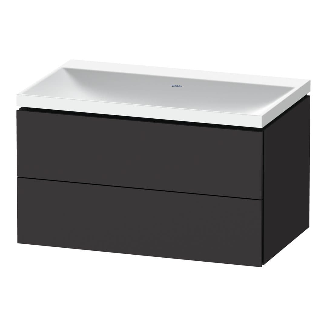 Duravit L-Cube – Έπιπλο Νιπτήρα – 800 mm, με νιπτήρα, 2 συρτάρια, νιπτήρας κέντρο, 800 x 480 x 480 mm, έκδοση N – Graphite Super Matt, Decor (LC6951N80800000)