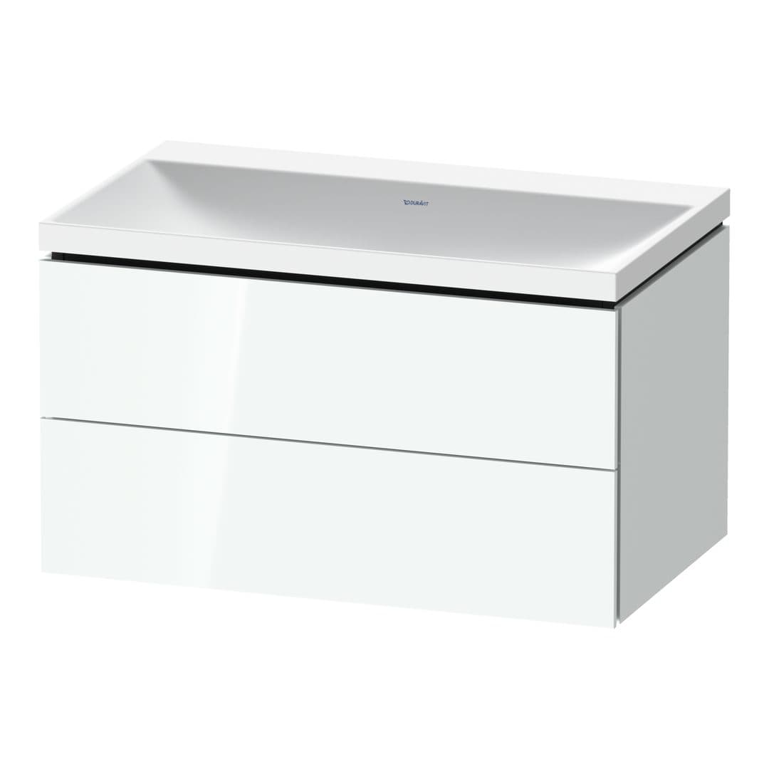 Duravit L-Cube – Έπιπλο Νιπτήρα – 800 mm, με νιπτήρα, 2 συρτάρια, νιπτήρας κέντρο, 800 x 480 x 480 mm, έκδοση N – White High Gloss, Lacquer (LC6951N85850000)