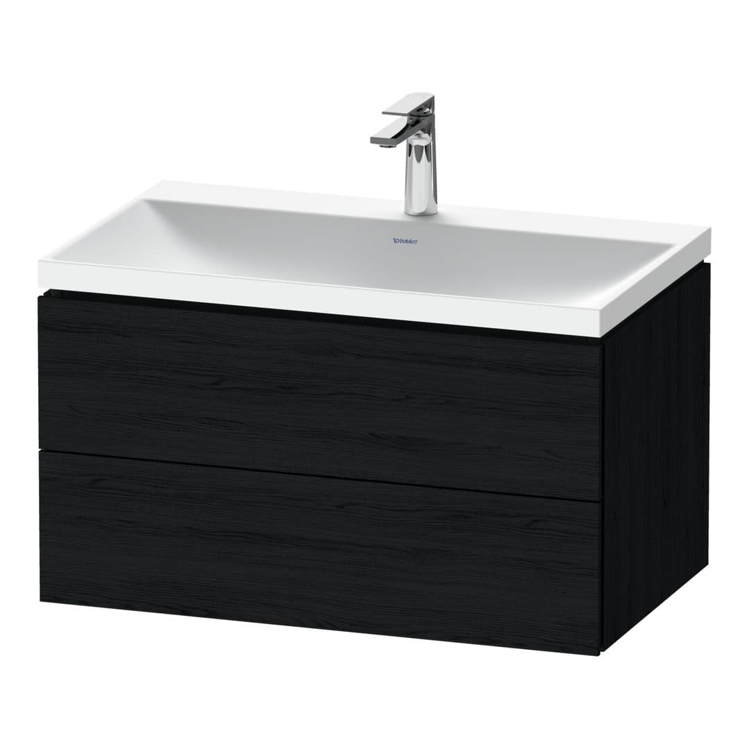 Duravit L-Cube – Έπιπλο Νιπτήρα – 800 mm, με νιπτήρα, 2 συρτάρια, νιπτήρας κέντρο, 800 x 480 x 480 mm, έκδοση O – Black oak Matt, Decor (LC6951O16160000)