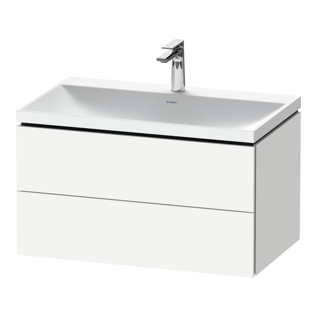 Duravit L-Cube – Έπιπλο Νιπτήρα – 800 mm, με νιπτήρα, 2 συρτάρια, νιπτήρας κέντρο, 800 x 480 x 480 mm, έκδοση O – White Matt, Decor (LC6951O18180000)