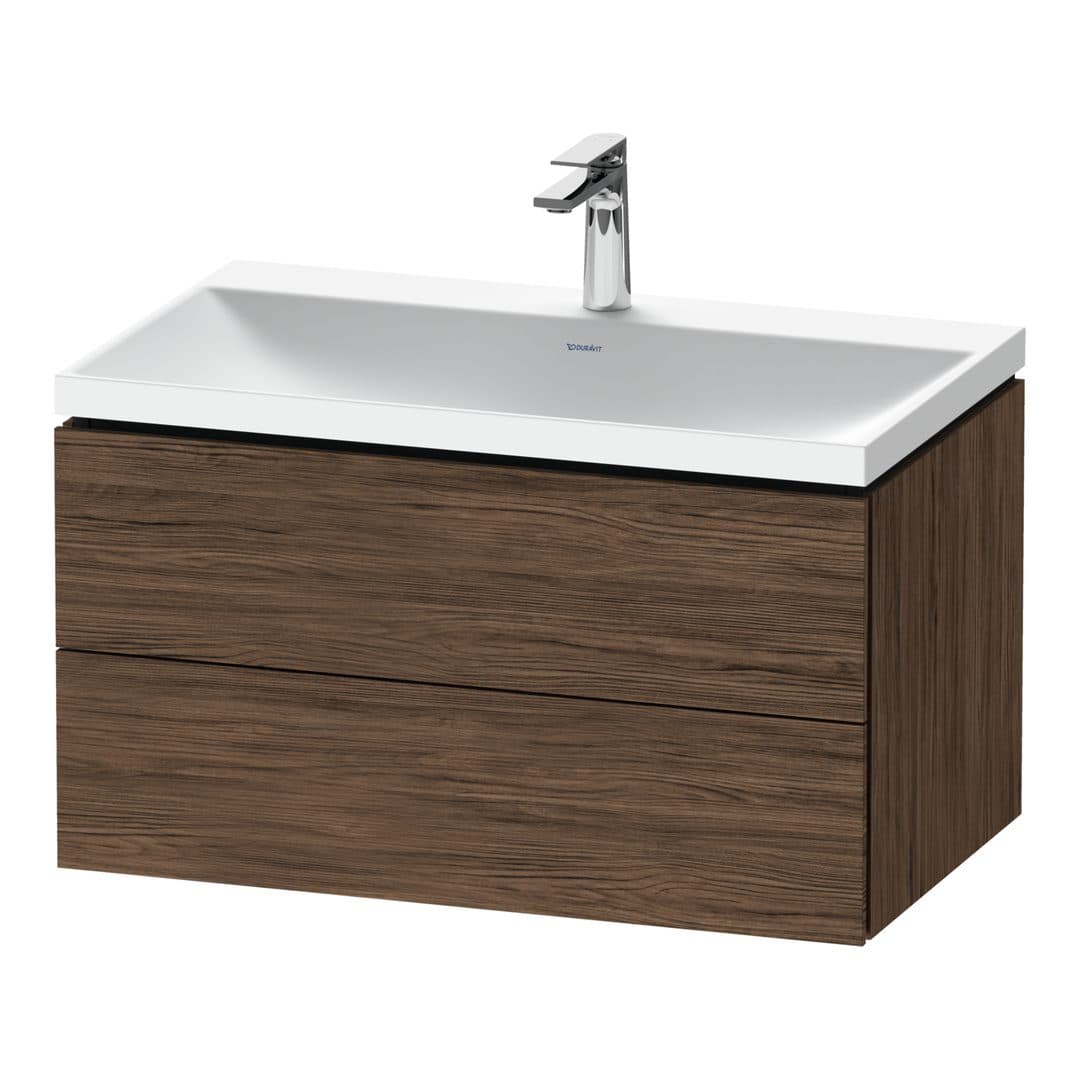 Duravit L-Cube – Έπιπλο Νιπτήρα – 800 mm, με νιπτήρα, 2 συρτάρια, νιπτήρας κέντρο, 800 x 480 x 480 mm, έκδοση O – Walnut dark Matt, Decor (LC6951O21210000)