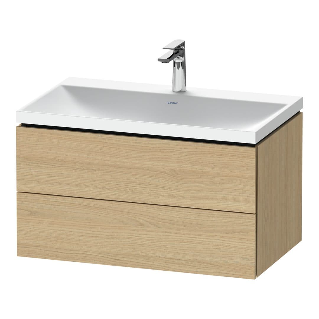 Duravit L-Cube – Έπιπλο Νιπτήρα – 800 mm, με νιπτήρα, 2 συρτάρια, νιπτήρας κέντρο, 800 x 480 x 480 mm, έκδοση O – Natural oak, Decor (LC6951O30300000)