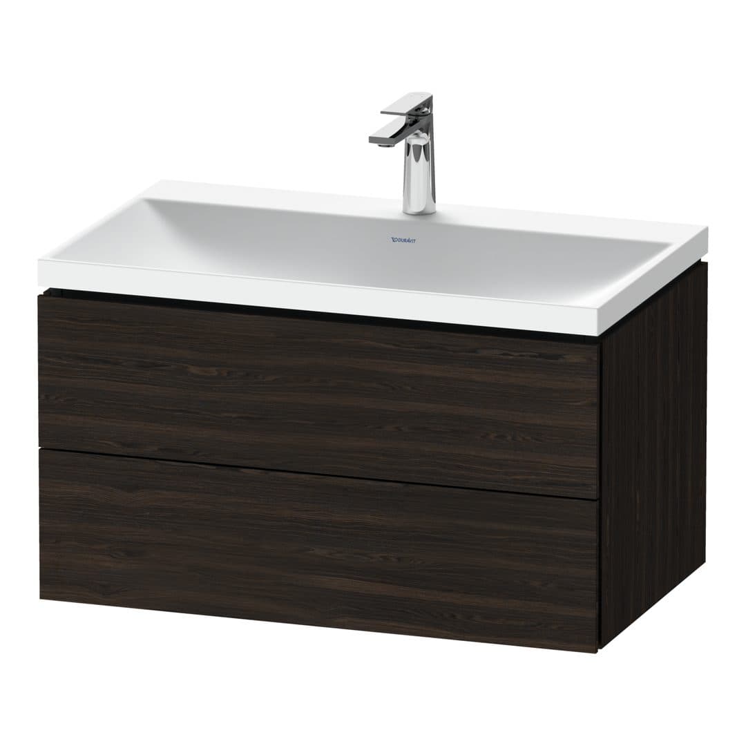 Duravit L-Cube – Έπιπλο Νιπτήρα – 800 mm, με νιπτήρα, 2 συρτάρια, νιπτήρας κέντρο, 800 x 480 x 480 mm, έκδοση O – Brushed walnut Matt, Real wood veneer (LC6951O69690000)
