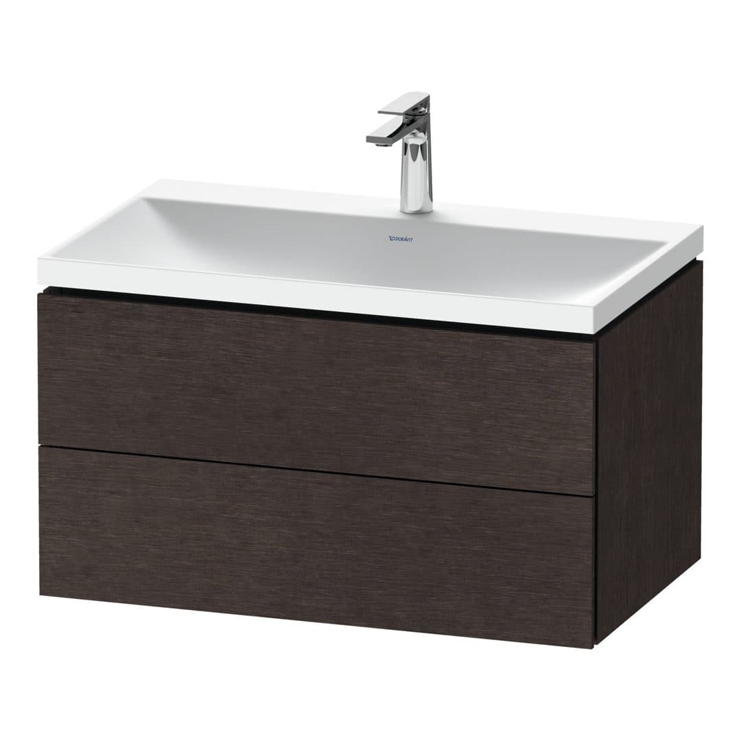 Duravit L-Cube – Έπιπλο Νιπτήρα – 800 mm, με νιπτήρα, 2 συρτάρια, νιπτήρας κέντρο, 800 x 480 x 480 mm, έκδοση O – Brushed dark oak Matt, Real wood veneer (LC6951O72720000)