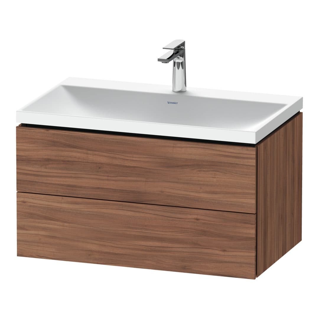 Duravit L-Cube – Έπιπλο Νιπτήρα – 800 mm, με νιπτήρα, 2 συρτάρια, νιπτήρας κέντρο, 800 x 480 x 480 mm, έκδοση O – Walnut Matt, Decor (LC6951O79790000)