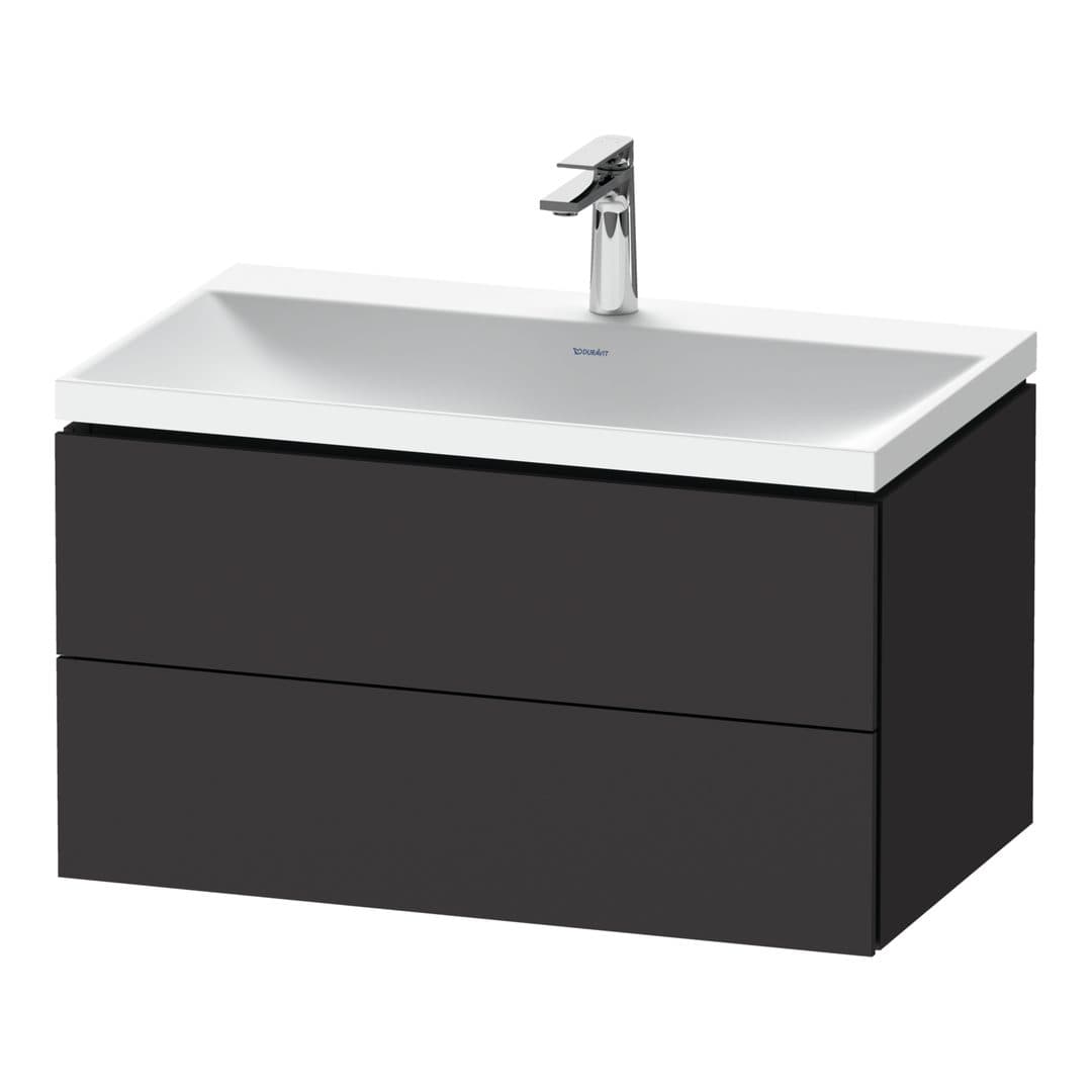 Duravit L-Cube – Έπιπλο Νιπτήρα – 800 mm, με νιπτήρα, 2 συρτάρια, νιπτήρας κέντρο, 800 x 480 x 480 mm, έκδοση O – Graphite Super Matt, Decor (LC6951O80800000)