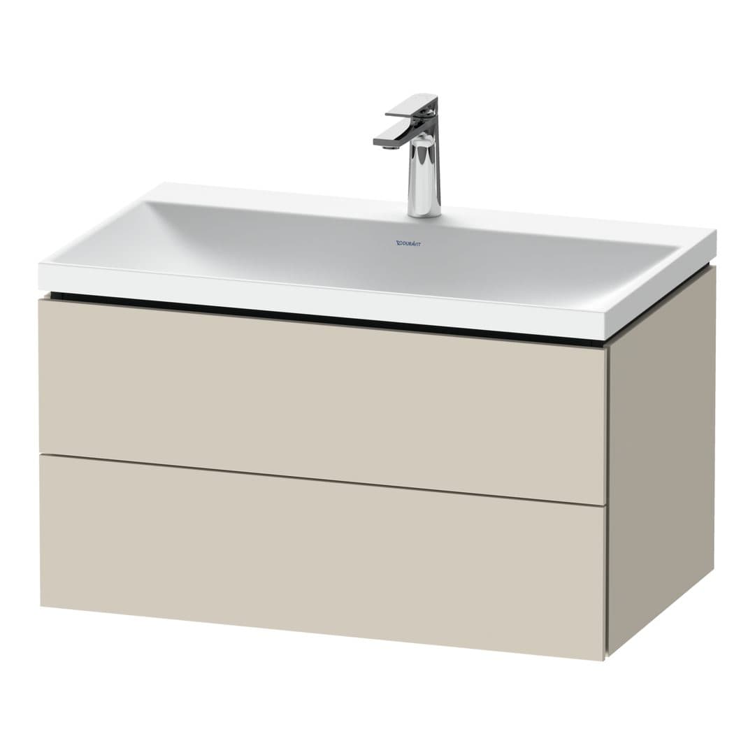 Duravit L-Cube – Έπιπλο Νιπτήρα – 800 mm, με νιπτήρα, 2 συρτάρια, νιπτήρας κέντρο, 800 x 480 x 480 mm, έκδοση O – Taupe Super Matt, Decor (LC6951O83830000)