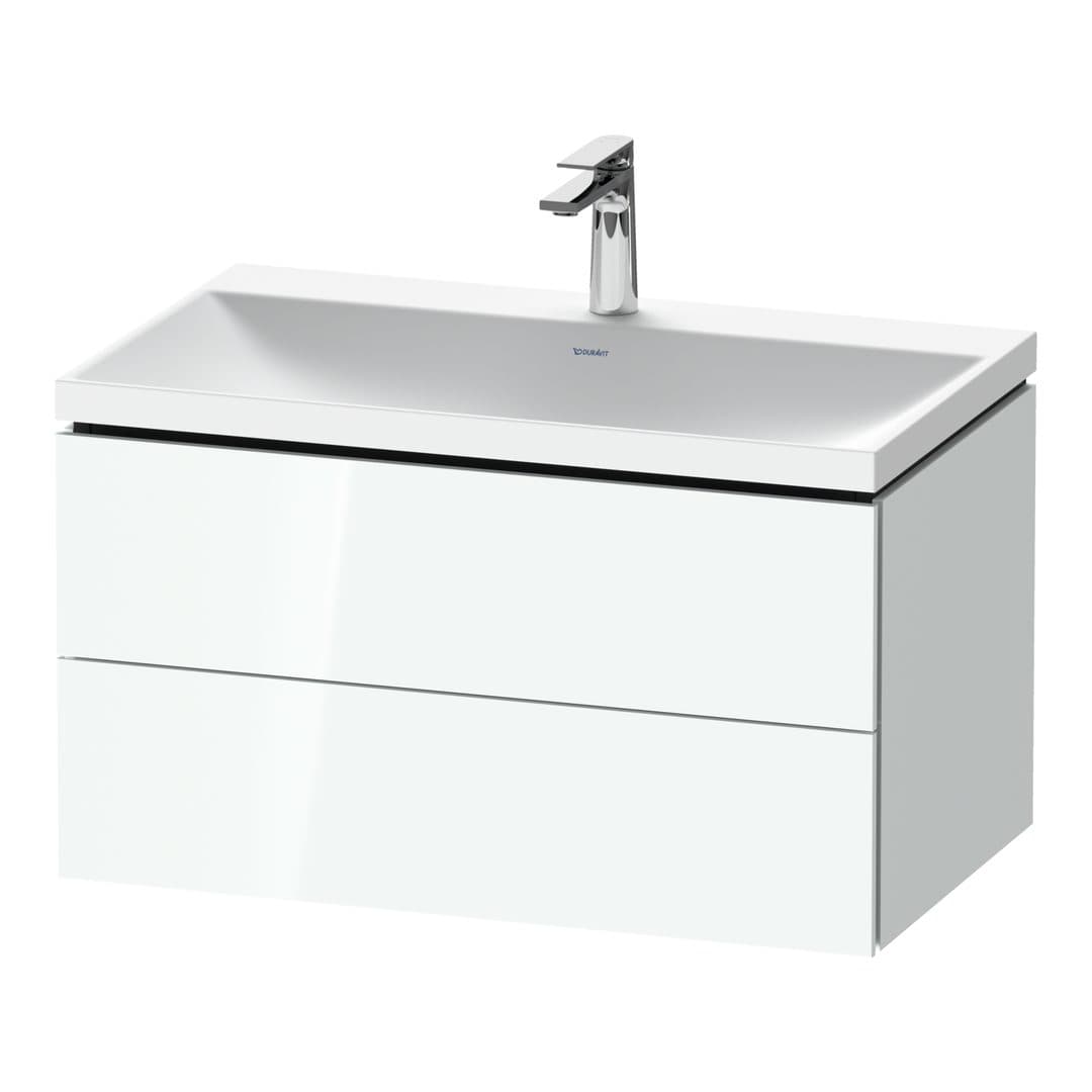Duravit L-Cube – Έπιπλο Νιπτήρα – 800 mm, με νιπτήρα, 2 συρτάρια, νιπτήρας κέντρο, 800 x 480 x 480 mm, έκδοση O – White High Gloss, Lacquer (LC6951O85850000)