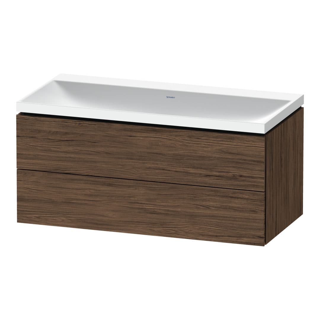 Duravit L-Cube – Έπιπλο Νιπτήρα – 1000 mm, με νιπτήρα, 2 συρτάρια, νιπτήρας κέντρο, 1000 x 480 x 480 mm, έκδοση N – Walnut dark Matt, Decor (LC6952N21210000)