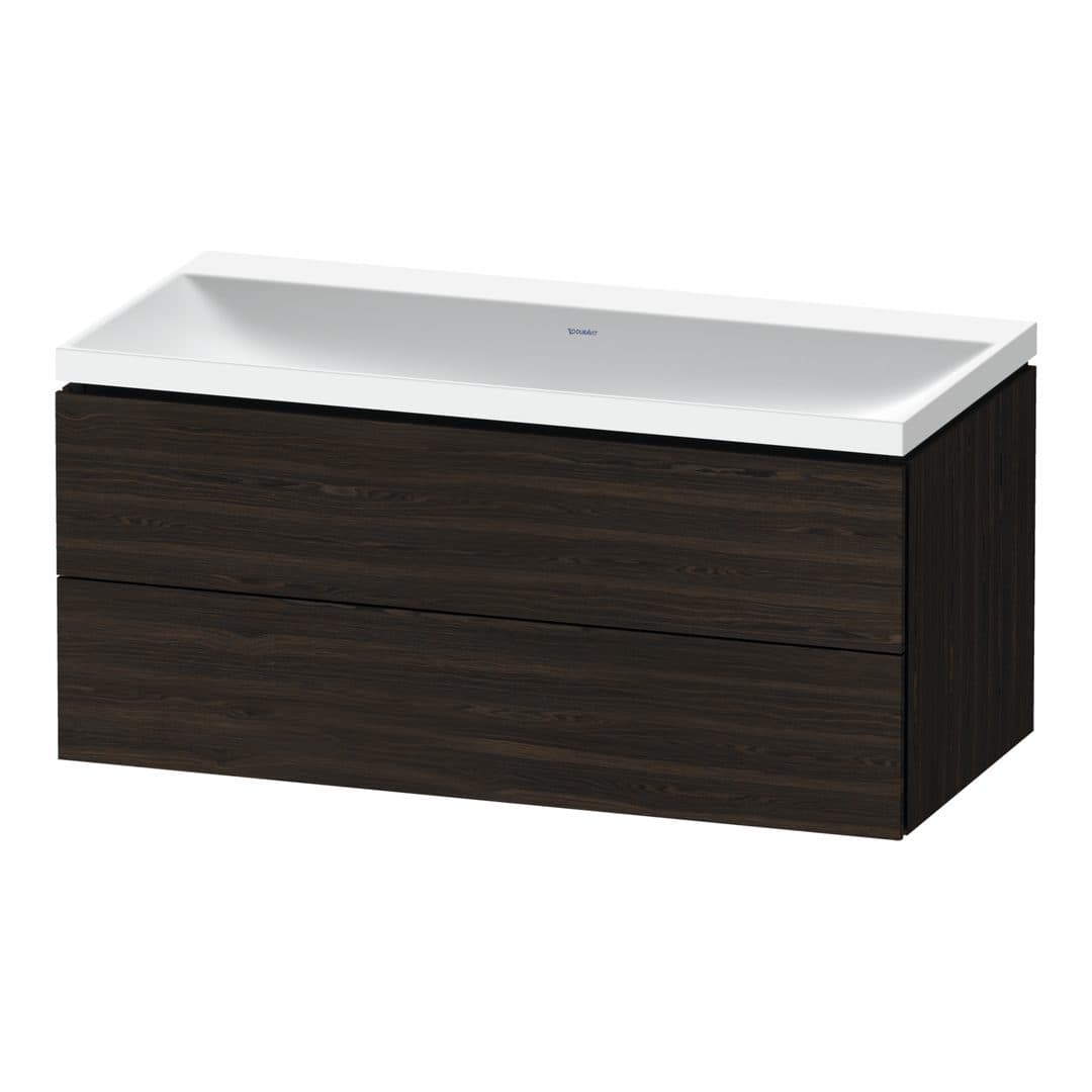Duravit L-Cube – Έπιπλο Νιπτήρα – 1000 mm, με νιπτήρα, 2 συρτάρια, νιπτήρας κέντρο, 1000 x 480 x 480 mm, έκδοση N – Brushed walnut Matt, Real wood veneer (LC6952N69690000)