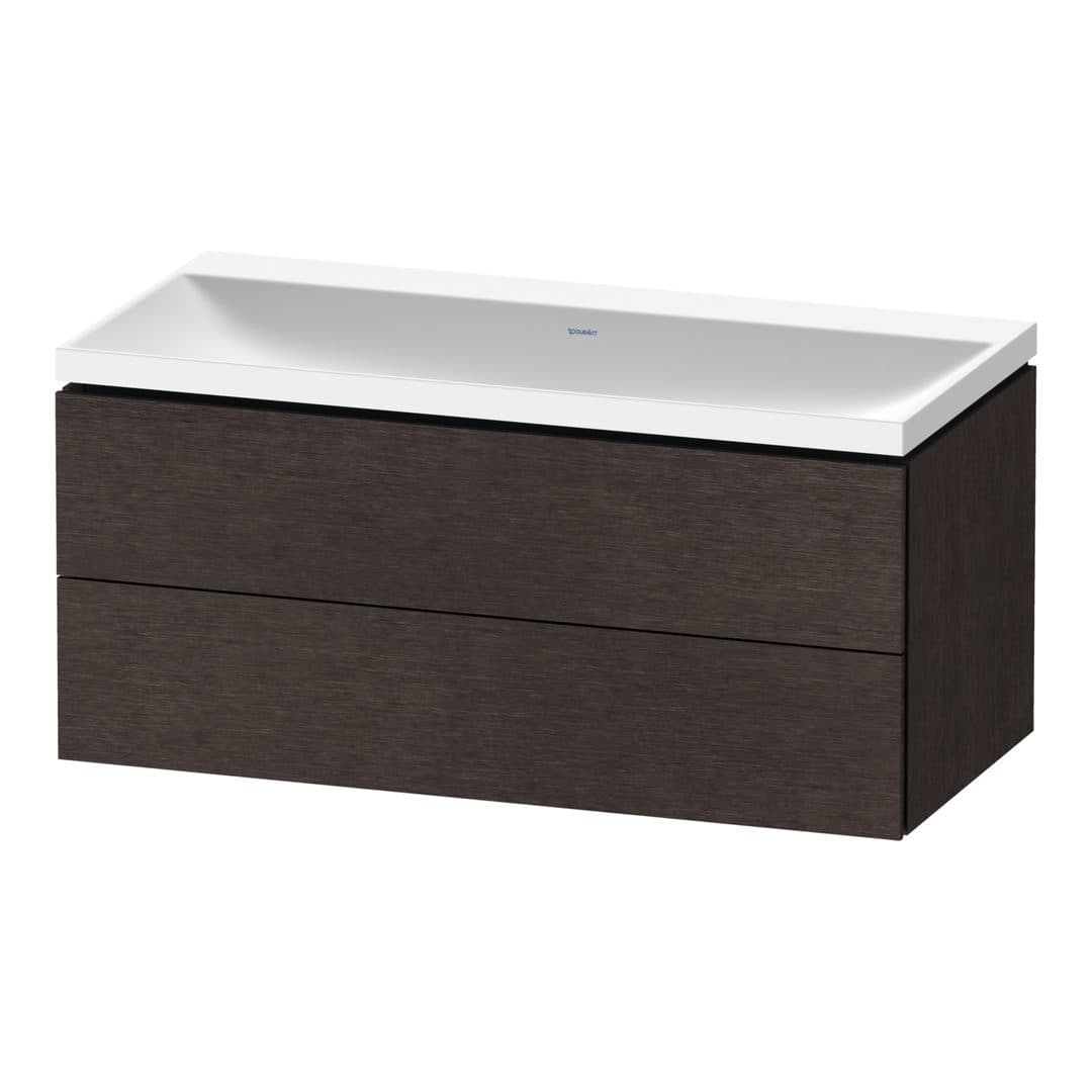 Duravit L-Cube – Έπιπλο Νιπτήρα – 1000 mm, με νιπτήρα, 2 συρτάρια, νιπτήρας κέντρο, 1000 x 480 x 480 mm, έκδοση N – Brushed dark oak Matt, Real wood veneer (LC6952N72720000)