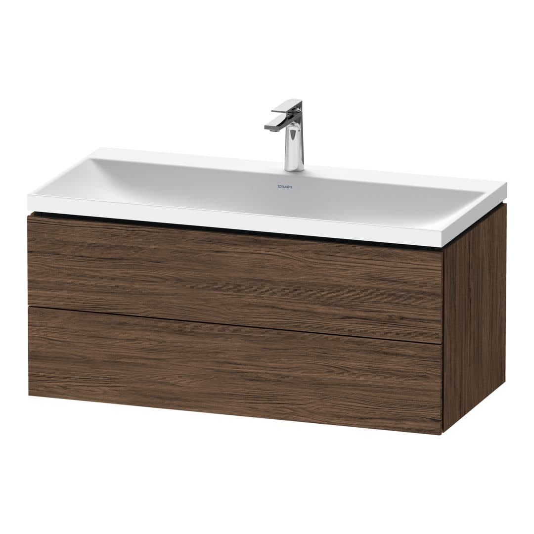 Duravit L-Cube – Έπιπλο Νιπτήρα – 1000 mm, με νιπτήρα, 2 συρτάρια, νιπτήρας κέντρο, 1000 x 480 x 480 mm, έκδοση O – Walnut dark Matt, Decor (LC6952O21210000)