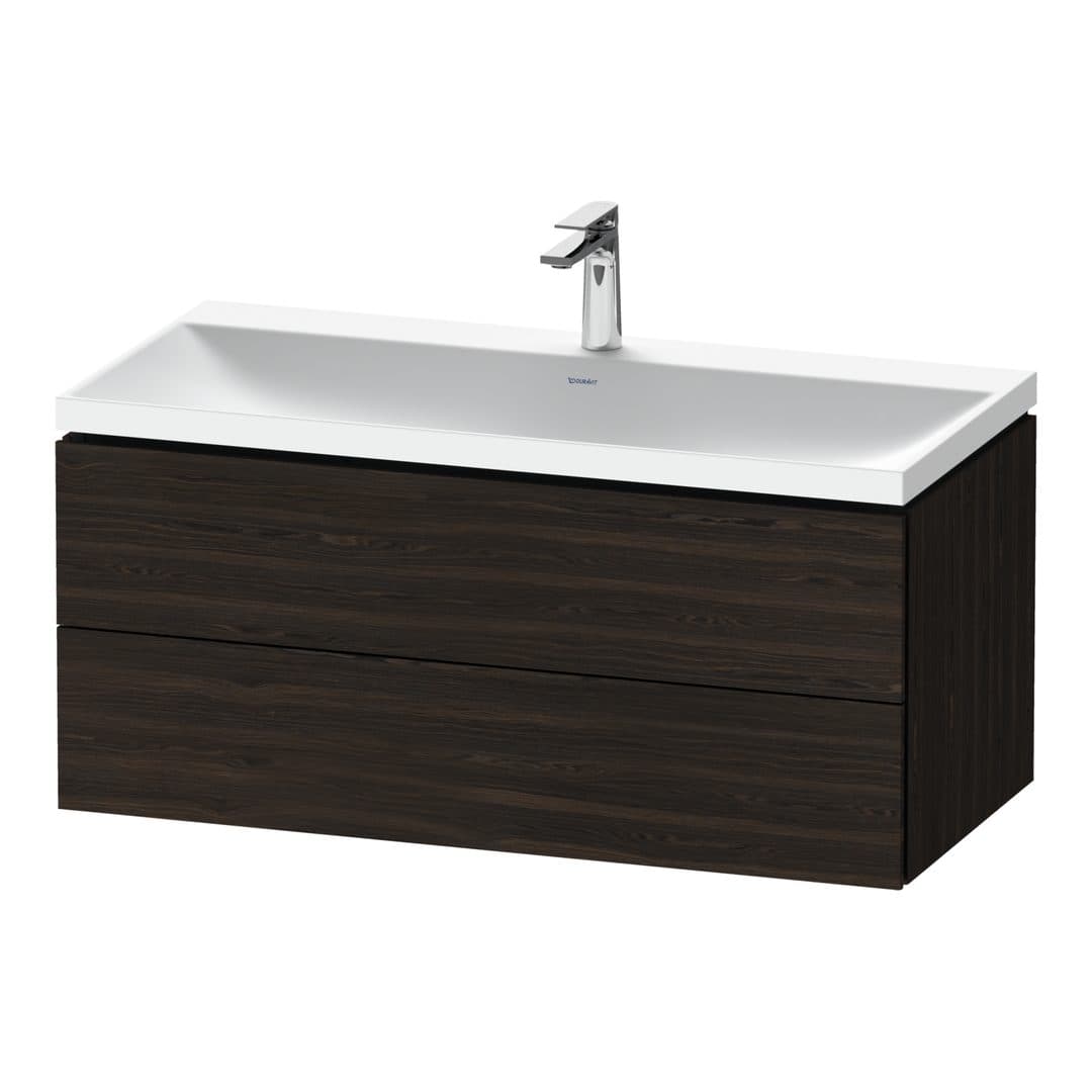 Duravit L-Cube – Έπιπλο Νιπτήρα – 1000 mm, με νιπτήρα, 2 συρτάρια, νιπτήρας κέντρο, 1000 x 480 x 480 mm, έκδοση O – Brushed walnut Matt, Real wood veneer (LC6952O69690000)
