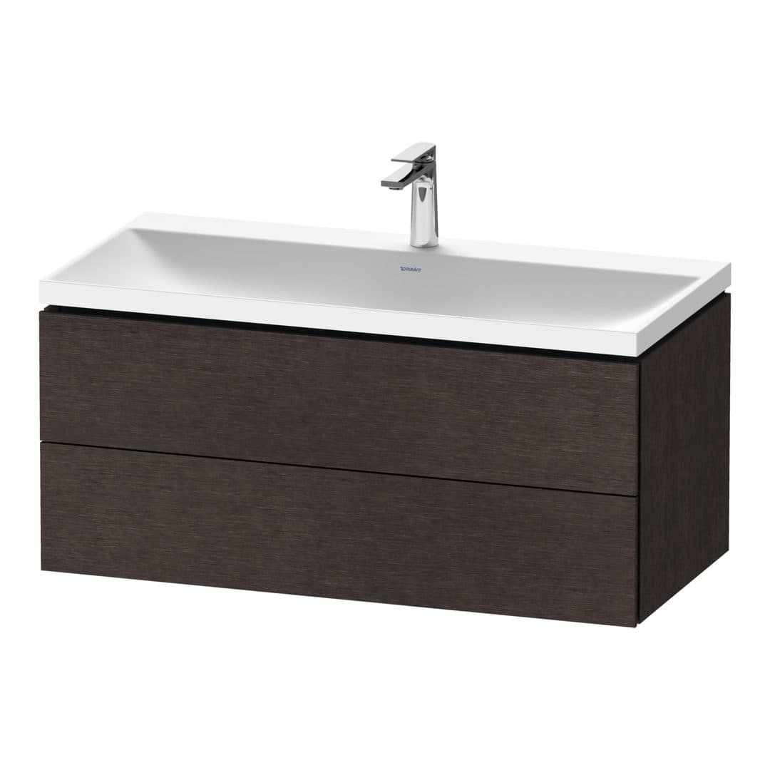 Duravit L-Cube – Έπιπλο Νιπτήρα – 1000 mm, με νιπτήρα, 2 συρτάρια, νιπτήρας κέντρο, 1000 x 480 x 480 mm, έκδοση O – Brushed dark oak Matt, Real wood veneer (LC6952O72720000)