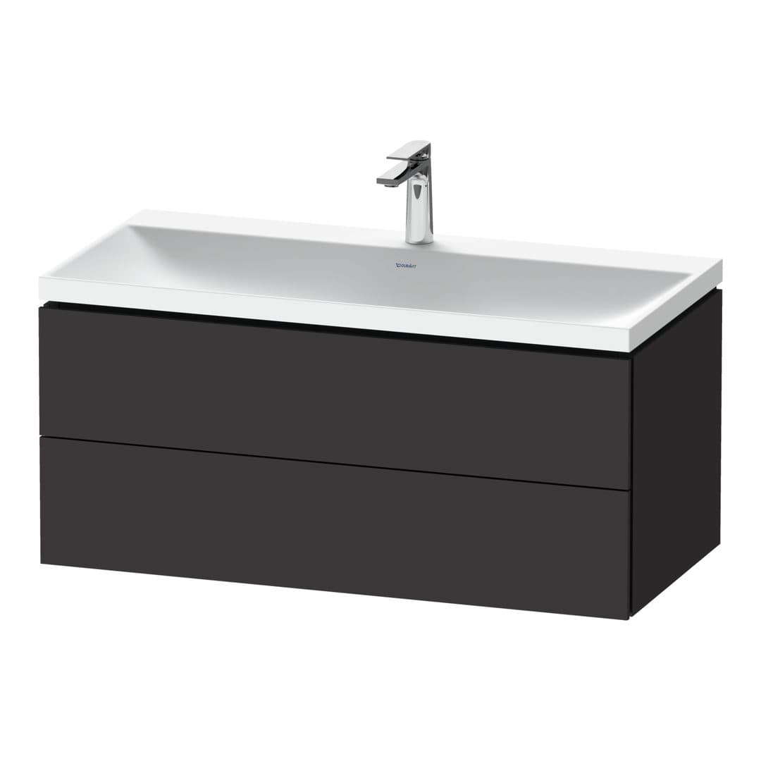 Duravit L-Cube – Έπιπλο Νιπτήρα – 1000 mm, με νιπτήρα, 2 συρτάρια, νιπτήρας κέντρο, 1000 x 480 x 480 mm, έκδοση O – Graphite Super Matt, Decor (LC6952O80800000)