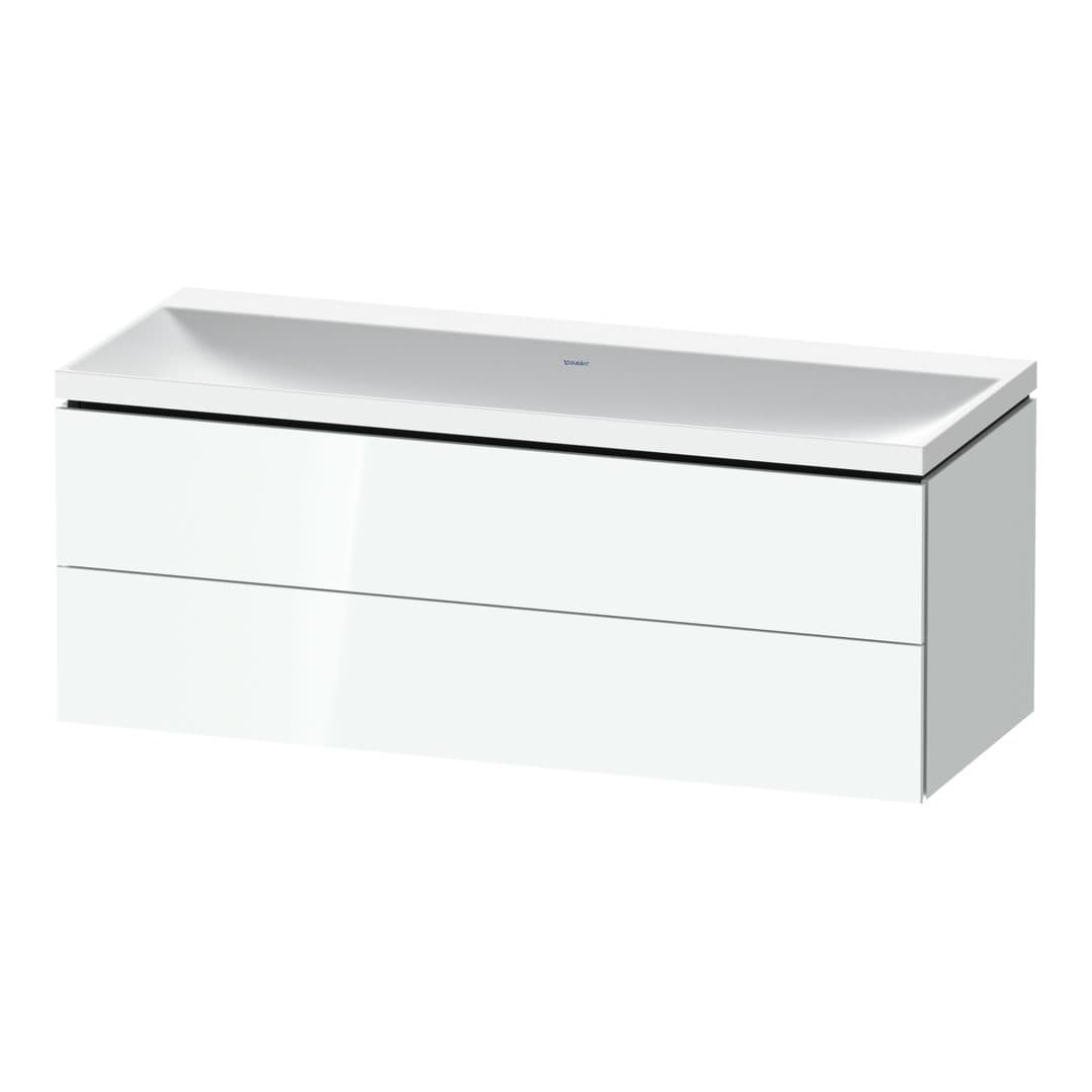 Duravit L-Cube – Έπιπλο Νιπτήρα – 1200 mm, με νιπτήρα, 2 συρτάρια, νιπτήρας κέντρο, 1200 x 480 x 480 mm, έκδοση N – White High Gloss, Lacquer (LC6953N85850000)